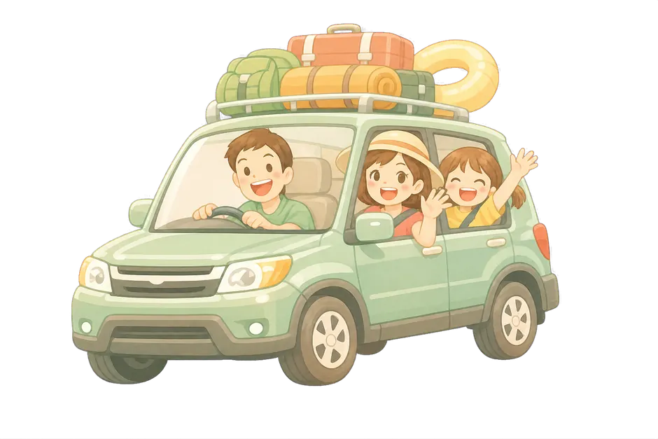 載著行李前往山間旅行的汽車